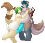  3_toes 5_fingers alpha_channel anthro anthro_on_anthro balls big_balls big_butt big_penis black_nose blue_eyes blue_hair blue_penis breasts brown_body brown_fur butt butt_markings canid canine canis clothing cute_fangs deerrobin domestic_cat domestic_dog duo embrace eyes_closed feet felid feline felis female fingers floppy_ears fluffy fluffy_tail friends fur genitals green_hair hair hair_over_eye hand_on_chest hazel_verday hi_res hug huge_balls huge_penis humanoid_genitalia humanoid_penis hybrid hyper hyper_balls hyper_genitalia hyper_penis leaning_on_another legwear legwear_only looking_at_another male male/female mammal markings moon_(marking) mostly_nude nipples nude one_eye_obstructed overweight overweight_male paws penis procyonid raccoon raised_leg raised_tail sam_yaeger short_hair simple_background smile spots spotted_markings standing stockings stockings_only striped_markings striped_tail stripes tail_markings tan_body tan_fur thick_thighs thigh_highs toes transparent_background vein veiny_penis white_body white_fur wide_eyed 