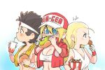  andy_bogard apollo_(pixiv884782) breasts burger cheese chewing chibi cup derivative_work disposable_cup drink drinking_straw eating fast_food fatal_fury fatal_fury_cap food food_bite french_fries genderswap genderswap_(mtf) holding holding_food joe_higashi ketchup lettuce long_hair multiple_girls snk terry_bogard the_king_of_fighters tomato 