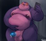  4_eyes alien balls belly big_belly bodily_fluids cum cum_drip disney dripping erection genital_fluids genitals hi_res jumba_jookiba lilo_and_stitch male moobs multi_eye nipples nude overweight penis phone selfie smile solo uniparasite 