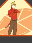  abstract_background anthro anthrofied bottomwear clothed clothing fuecoco fully_clothed fuze generation_9_pokemon hi_res male nintendo pants pokemon pokemon_(species) pokemorph polo_shirt shirt solo topwear video_games 