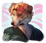  2022 anthro breasts canid canine canis clothed clothing dannoitanart digital_media_(artwork) domestic_dog ear_piercing ear_ring female hair hi_res mammal open_mouth orange_eyes orange_hair piercing ring_piercing solo teeth tongue 