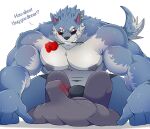  anthro anthro_dominating_human big_dom_small_sub big_muscles blue_body blue_fur blush bodily_fluids bulge canid canine canis clothing dominant dominant_anthro dominant_male duo ear_piercing english_text eye_scar eyewear facial_scar flower flower_in_mouth freddy_(dislyte) fur hi_res human human_on_anthro interspecies kawaii_raion male male/male mammal multicolored_body multicolored_fur muscular muscular_anthro muscular_male navel navel_piercing nipple_piercing nipples piercing plant rose_(flower) rose_in_mouth scar shirtless shirtless_male size_difference smaller_human smaller_male submissive submissive_human submissive_male sunglasses sweat text underwear white_body white_fur wolf 