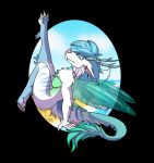  anthro blue_hair breasts canid canine canis dragon eyes_closed female hair hi_res horn hybrid inkvom insect_wings jewelry juno_(viktorlyovkin) mammal nipples raised_leg relaxing simple_background smile solo viktorlyovkin white_body wings wolf 