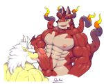  2021 abs anthro biceps big_penis bodily_fluids cthugha_(tas) darkai darkai_(character) dragon duo erection genitals horn huge_penis hyper hyper_genitalia hyper_penis licking male male/male muscular muscular_anthro muscular_male oral pecs penile penis penis_lick saliva saliva_on_penis sex sweat tongue tongue_out vein 
