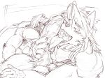  69_position abs anthro balls bed blush canid canine canis clawed_fingers domestic_dog duo eyewear eyewear_only facial_hair foreskin furniture genitals glasses glasses_only hair hi_res husky incest_(lore) kouya_(morenatsu) licking long_hair long_penis male male/male mammal mitsuhisa_aotsuki morenatsu muscular muscular_male nordic_sled_dog nude oral pecs penile penis penis_lick pillow pubes retracted_foreskin sex sideburns spitz tongue tongue_out vein veiny_penis video_games visual_novel yunu38 