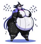  2021 anthro big_breasts blush breasts cetacean clothed clothing delphinoid digital_drawing_(artwork) digital_media_(artwork) female greeed holding_belly kamen_rider kamen_rider_ooo mammal marine medal mezool mizz-britt obese obese_anthro obese_female oceanic_dolphin orca overweight overweight_anthro overweight_female simple_background solo thick_thighs toothed_whale white_background wide_hips 