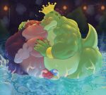  anthro bodily_fluids bracelet crocodile crocodilian crocodylid crown cum cum_in_water cum_on_body damingo disney duo frottage genital_fluids hi_res hot_tub jewelry jumba_jookiba king_tangu kissing lilo_and_stitch male male/male moob_grab penic reptile scalie sex 