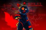  android anthro blue_body dialogue drcustom e621 esix felid female gesture humanoid looking_at_viewer machine mammal mascot pointing pointing_at_viewer pupils red_ears red_nose red_pupils red_teeth robot smile solo text yellow_sclera 