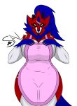  alpha_channel anthro apron big_breasts blue_body blue_fur breasts canid canine clothing female fur generation_8_pokemon hand_on_breast hero_of_many_battles_zamazenta hi_res inner_ear_fluff legendary_pokemon mammal nintendo pokemon pokemon_(species) red_body red_fur salandile scar solo tuft video_games white_body white_fur yellow_eyes zamazenta 