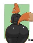  absurd_res anthro big_butt black_nose bodysuit butt canid canine clothed clothing diane_foxington digital_media_(artwork) dreamworks female fox fur hi_res huge_butt humanoid jumpsuit latex ll-ss looking_at_viewer looking_back mammal orange_body orange_fur signature skinsuit smile solo the_bad_guys thick_thighs tight_clothing 