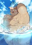  2022 absurd_res anthro balls belly big_belly big_moobs cloud flaccid genitals gouryou hi_res humanoid_genitalia humanoid_hands humanoid_penis kemono lifewonders male mammal moobs nipples outside overweight overweight_male penis solo suid suina sus_(pig) tokyo_afterschool_summoners umekemo42 video_games water wild_boar 