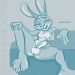  2022 3_toes 4_fingers anthro balls bedroom_eyes big_balls blue_background breasts claws digital_drawing_(artwork) digital_media_(artwork) digital_painting_(artwork) disney english_text erection eyebrows eyelashes feet fingers foot_focus fur genitals grey_body grey_fur half-closed_eyes hand_on_knee hand_on_leg hi_res highlights_(coloring) humanoid_genitalia humanoid_penis intersex judy_hopps lagomorph leporid long_ears looking_at_viewer mammal multicolored_body multicolored_fur narrowed_eyes nipples nude open_mouth paws penis rabbit relaxing seductive sexy_eyes shaded signature simple_background simple_coloring simple_eyes simple_shading sitting sketch sketchy solo spread_legs spreading sweet.lemons teeth text thick_thighs toes two_tone_body two_tone_fur white_body white_fur wide_hips zootopia 