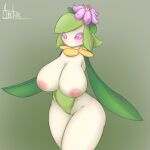  1:1 absurd_res anekoe anthro areola big_breasts biped breasts camel_toe clothing colored elemental_creature elemental_humanoid female flora_fauna flower generation_5_pokemon genital_outline green_body grey_background hi_res hisuian_form hisuian_lilligant humanoid lilligant looking_at_viewer nintendo nipples pink_eyes pink_flower plant plant_humanoid pok&eacute;mon_legends:_arceus pokemon pokemon_(species) pussy_outline regional_form_(pok&eacute;mon) seductive shaded simple_background solo standing thick_thighs video_games white_body white_breasts white_skin wide_hips 