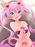  &lt;3 animal_humanoid areola bodily_fluids breasts cat_humanoid clothing covering covering_breasts covering_self domestic_cat fangs felid felid_humanoid feline feline_humanoid felis female green_eyes hair humanoid long_hair mammal mammal_humanoid natsuki_takano nipples open_mouth pink_hair rosia_(show_by_rock!!) sanrio scared shadow show_by_rock!! solo swimwear tears 