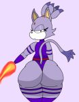  accessory anthro bands big_butt blaze_the_cat boots butt clothing curvy_figure eyelashes female fire footwear forehead_gem gloves handwear hashidoodle headband headgear headwear huge_butt leotard looking_at_viewer looking_back looking_back_at_viewer marvel psylocke purple_body sega solo sonic_the_hedgehog_(series) thick_thighs video_games voluptuous wide_hips x-men yellow_eyes 