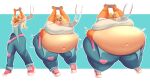 activision anthro belly clothing coco_bandicoot crash_bandicoot_(series) ekusupanshon female inflation jiggling morbidly_obese obese overalls overweight restraints solo thick_thighs video_games weight_gain 