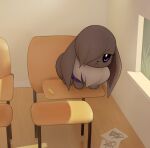  ambiguous_gender classroom desk eevee emo emo_haircut eyelashes feral furniture generation_1_pokemon grass hi_res inkune nintendo plant pokemon pokemon_(species) school solo table video_games window 