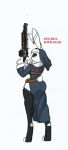  absurd_res anthro big_breasts breasts cigar clothing fan_character female gun hi_res lagomorph legwear leporid mammal nun nun_bun_with_guns nun_outfit pace-maker rabbit ranged_weapon shotgun smoking solo stockings thick_thighs weapon 