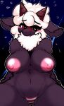  absurd_res anthro areola bikini bikini_bottom blush bovid breasts caprine clothing cult_of_the_lamb female fur hi_res horn lamb_(cult_of_the_lamb) looking_at_viewer mammal milkteafox nipples sheep solo swimwear video_games white_body white_fur 