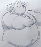  2022 anthro belly big_belly hi_res humanoid_hands kemono male mammal navel overweight overweight_male simple_background solo suishou0602 ursid 