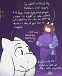  2022 5_fingers alternate_species anthro bovid brown_hair caprine clothed clothing dialogue digital_media_(artwork) duo english_text female fingers frisk_(undertale) fur goat hair long_ears mammal robertge text toriel undertale undertale_(series) video_games white_body white_fur 