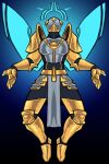  absurd_res angel armor cross fetishame floating gabriel_(ultrakill) gold_(metal) halo hi_res humanoid knight male solo spread_arms warrior wings 