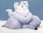  anthro balls belly belly_overhang belly_tuft big_balls big_butt butt canid canine canis chunky fluffy fluffy_tail fur genitals hindpaw huge_balls huge_butt huge_moobs huge_thighs looking_at_viewer looking_pleasured male mammal moobs navel neck_tuft nude obese obese_anthro obese_male overweight overweight_anthro overweight_male paws pearybear penis pinup pose presenting presenting_hindquarters sea sexy_eyes showing_belly small_penis smile smiling_at_viewer snow solo thick_thighs tuft water white_body white_fur wide_hips wolf 
