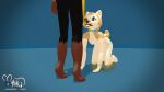  3d_(artwork) all_fours ambiguous_gender anthro bodily_fluids canid canine canis cel_shading collar digital_media_(artwork) domestic_dog dominant duo genital_fluids hi_res leash low-angle_view mammal marius(mynka) mynka nude owen_(justbebabes) petplay roleplay shaded shiba_inu simple_background spitz submissive urine urine_pool watersports 