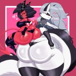  &lt;3 anthro ass_to_ass big_butt butt canid canid_demon clothing demon demon_humanoid duo female geebie33 hellhound helluva_boss hi_res holding_butt huge_butt humanoid larger_female legwear loona_(helluva_boss) mammal millie_(helluva_boss) size_difference smaller_female thick_thighs thigh_highs thong underwear 