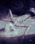  azure_meraki bloodborne character_request closed_eyes closed_mouth dated highres horror_(theme) long_hair nude signature snail_shell wet white_hair 