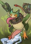  anthro big_penis bird_wyvern blush bodily_fluids canid canine canis capcom duo fart fart_fetish genital_fluids genitals hi_res iynize lying male male/male mammal monster_hunter on_back penis penis_on_face precum pukei-pukei throbbing tongue tongue_out torakuta video_games wolf 