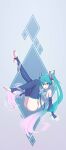  1girl :d absurdres aomoro ass bare_shoulders black_gloves black_panties black_thighhighs blue_eyes blue_hair blue_necktie collared_shirt crop_top detached_sleeves diamond_(shape) fingerless_gloves full_body gloves gradient_hair grey_background grey_shirt hatsune_miku highres legs_up long_hair long_sleeves looking_at_viewer multicolored_hair necktie no_shoes number_tattoo open_mouth panties pink_hair shirt shoulder_tattoo sitting smile solo stirrup_legwear tattoo thighhighs toeless_legwear twintails underwear very_long_hair vocaloid 