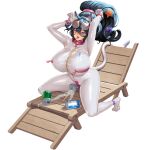  1girl :p alcohol animal_ear_fluff animal_ears ankleband barcode barcode_tattoo beer black_hair bodysuit bracelet breast_zipper breasts cameltoe can cat_ears cat_girl cat_tail collar collarbone crotch_zipper crushed_can deck_chair english_text eyewear_on_head full-length_zipper full_body game_cg groin hair_between_eyes hair_ornament hair_ribbon heterochromia high_ponytail highres huge_breasts jewelry last_origin long_hair looking_at_viewer mole mole_on_breast nail_polish obui official_alternate_costume official_art paw_pose pink_collar pink_nails poi_(last_origin) ponytail purple_eyes purple_ribbon ribbon see-through see-through_bodysuit sexually_suggestive skindentation solo star_(symbol) star_hair_ornament suggestive_fluid tachi-e tail tattoo tongue tongue_out transparent_background white_bodysuit yellow_eyes zipper 