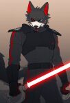  anthro anthrofied asure_f canid canine canis fan_character hi_res lightsaber looking_at_viewer male mammal melee_weapon red_lightsaber sith_inquisitor solo star_wars weapon wolf 