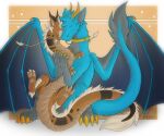  asian_mythology blue_body blue_fur claws collar cuddling cute_expression dragon duo ears_up east_asian_mythology eastern_dragon embrace feher feher_(feher) feral fluffy fur hi_res horn hug male male/male membrane_(anatomy) membranous_wings mythology noodle_dragon orange_body orange_fur orange_scales scales scalie sitting smile trik_(flufferderg) western_dragon whiskers wholesome_hug wings 