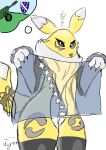 absurd_res ambiguous_gender anthro bandai_namco bosnia canid canine digimon digimon_(species) digital_media_(artwork) fur hi_res looking_at_viewer mammal renamon simple_background solo tcg_(artist) white_body white_fur yellow_body yellow_fur 