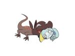  closed_mouth commentary curled_up frown mouth_hold no_humans pokemon pokemon_(creature) salandit scared simple_background sobble ssalbulre trembling watery_eyes white_background 
