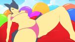  16:9 2022 4k absurd_res anthro clothing female generation_2_pokemon hi_res looking_at_viewer nintendo pokemon pokemon_(species) pokemorph solo spread_legs spreading swimwear typhlosion video_games widescreen winick-lim yellow_body 