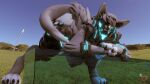  16:9 2021 3d_(artwork) 4_fingers 4_toes 4k absurd_res anthro armor ass_up barefoot bent_over big_breasts blender_(software) blep blue_light blue_sky breasts butt claws day digital_media_(artwork) feet female field fingers fur glass_box grass grass_field grey_body grey_fur grey_hair hair hand_on_hand headgear helmet hi_res jack-o&#039;_pose latiospegasus long_tail looking_at_viewer machine mamagen nipples one_eye_closed open_mouth outside paws photo_background plant pose protogen sky smile solo source_filmmaker toe_claws toes tongue tongue_out tower tree visor watermark widescreen wink wristband 