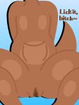 3:4 andromorph andromorph_anthro anthro belly brown_body crossgender crouching dialogue genitals glistening glistening_body glistening_thighs hi_res intersex intersex_anthro kangaroo kangaroo_(leopardsun) leopardsun macropod mammal marsupial nude nude_andromorph nude_anthro pouch_(anatomy) solo tail thick_thighs vulva