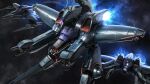  beam_cannon chest_cannon claws copyright_logo gundam gundam_battle_operation_2 gundam_zz highres jamru_fin machinery mecha mecha_focus mobile_suit neo_zeon no_humans official_art one-eyed painting_(medium) radio_antenna realistic robot scan science_fiction space sunrise_(company) tenjin_hidetaka thrusters traditional_media 