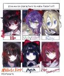  6+girls aya_drevis black_hair blonde_hair blood blood_on_face blue_eyes bow brown_hair character_name chinese_commentary closed_mouth collared_shirt commentary_request ellen_(majo_no_ie) english_text expressionless eyelashes flower frown green_eyes hair_bow hair_ribbon haruyama_ako himeno_mikoto ib_(ib) ib_(kouri) japanese_clothes kaii_shoukougun ketsu_en kimono long_hair mad_father majo_no_ie multiple_drawing_challenge multiple_girls purple_hair rachel_gardner red_bow red_eyes red_flower red_hair red_ribbon red_rose ribbon rose sailor_collar satsuriku_no_tenshi shirt six_fanarts_challenge smile tareme viola_(majo_no_ie) white_kimono white_shirt yellow_eyes yimuqianli85418 
