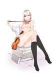  bad_id bad_pixiv_id breasts crossed_legs highres instrument legs long_legs medium_breasts naked_shirt nipples ooji open_clothes open_shirt original pussy shirt sitting solo thighs treble_clef uncensored violin 