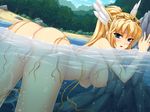  artist_request ass blonde_hair blue_eyes breasts censored fingering head_wings large_breasts long_hair masturbation monster_park nipples nude partially_submerged ponytail solo tiara valkyrie very_long_hair water 