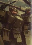  artist_request cannon gundam gundam_perfect_file gundam_unicorn loto machinery mecha mecha_focus mobile_suit no_humans official_art orange_visor painting_(medium) portrait promotional_art realistic robot scan science_fiction shoulder_cannon traditional_media 