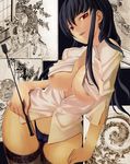  bad_id bad_pixiv_id black_hair breasts character_request copyright_request derivative_work large_breasts long_hair murasame_(kizuyomina) nipples panties pubic_hair red_eyes solo thighhighs underwear 
