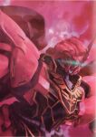  artist_request cable emblem glowing glowing_eye gundam gundam_perfect_file gundam_unicorn machinery mecha mecha_focus mobile_suit neo_zeon no_humans official_art one-eyed painting_(medium) portrait radio_antenna realistic robot roundel scan science_fiction sinanju traditional_media 