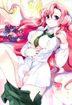  anya_alstreim areolae between_breasts blush breasts cleavage code_geass curly_hair euphemia_li_britannia highres kurimomo large_breasts long_hair lying multiple_girls necktie nipple_slip nipples no_bra no_panties open_clothes open_shirt pink_hair purple_eyes pussy_juice shirley_fenette shirt solo_focus undressing 