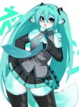  alternate_species anthro blush bottomwear breasts clothed clothing cute_fangs female fredek666 furrification hatsune_miku hi_res legwear looking_at_viewer open_mouth skirt solo vocaloid 