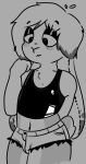  2021 anthro blush bottomwear clothing droopy_eyes floppy_ears hi_res hotpants lagomorph leporid long_ears lucentleader male mammal nub_tail rabbit shirt shorts sketch solo sunny_(lucentleader) tank_top topwear 